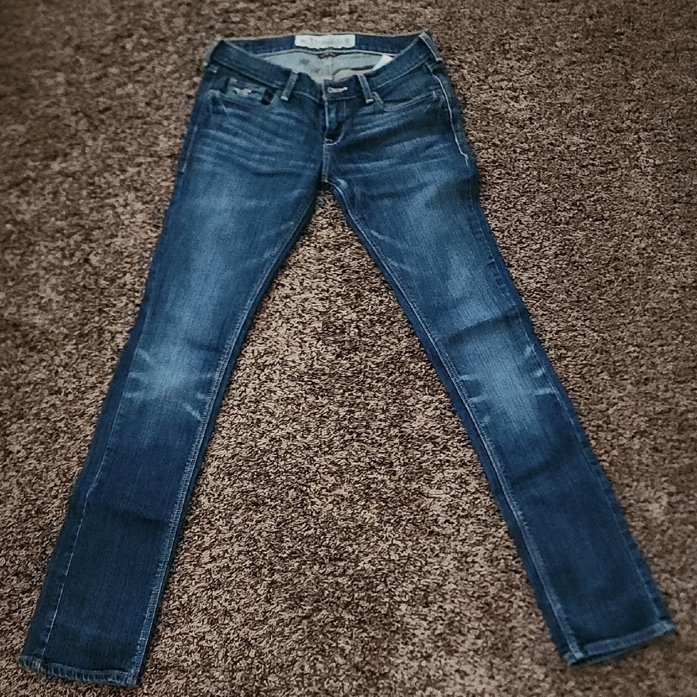 Hollister Blue Skinny Jeans with Faded Denim Look